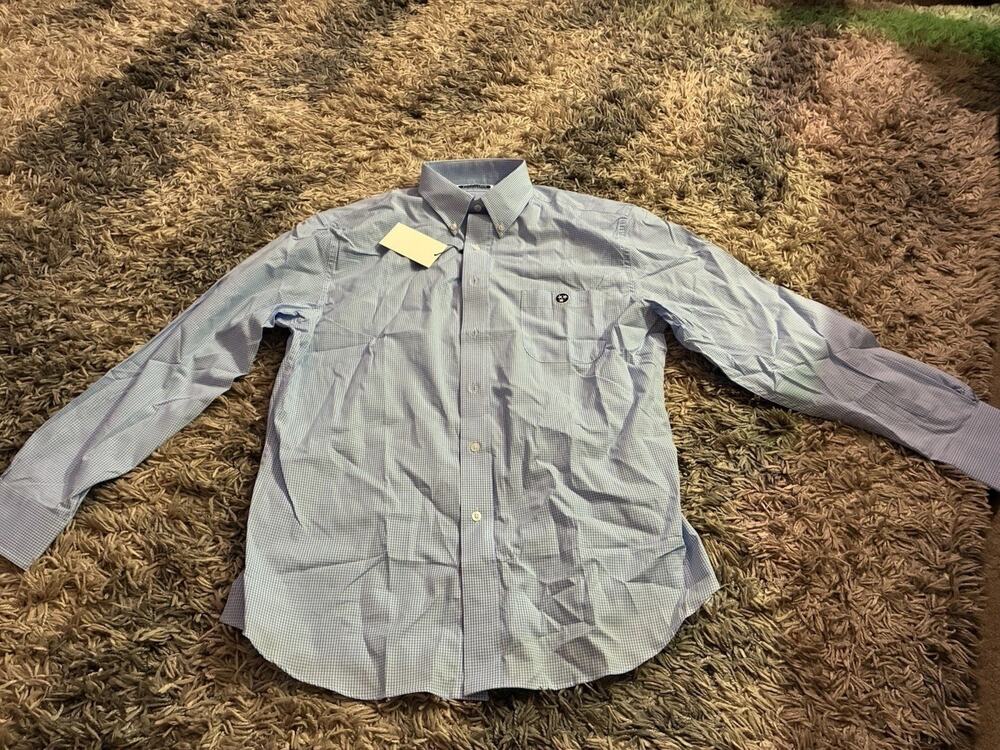 Volunteer Traditions Button Up, Blue Gingham, XL NWT